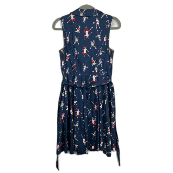 ModCloth Blue Fox Animal Pattern Summer Retro Sleeveless Dress Women's Size 2 - Picture 7 of 11
